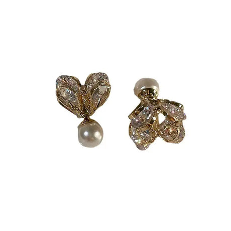 Fashion Personalized Zircon Heart Pearl Earrings Women - Lootquake