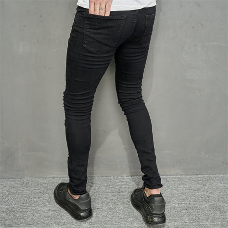 Men's Leisure Ripped Denim Feet Personality Trendy Jeans - Lootquake