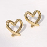 Pendientes de acero inoxidable de temperamento simple con baño de oro de 18 quilates que no se decoloran