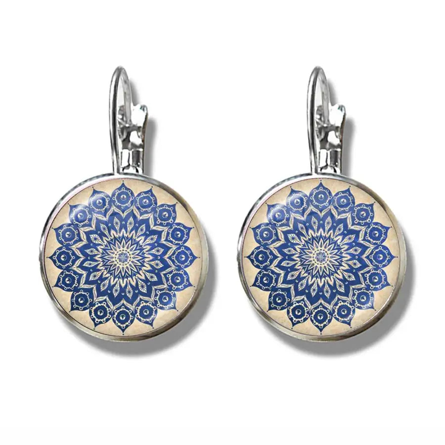 Mandala Art Picture Earrings Crystal Yoga Earrings - Lootquake