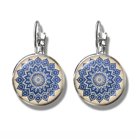 Mandala Art Picture Earrings Crystal Yoga Earrings - Lootquake