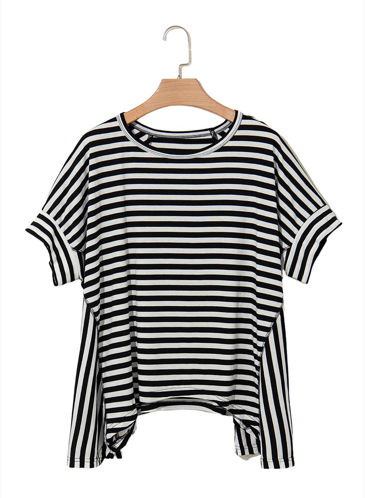 Round Neck Striped Printed T-Shirt
