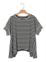 Round Neck Striped Printed T-Shirt