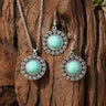 Fashion Turquoise Long Pendant Ear Rings Suit - Lootquake