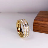 Titanium Steel Couple Single And Double Row Diamond Ring - Lootquake