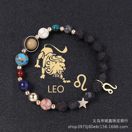 Natural Volcanic Rock Twelve Constellations Bracelets Fashion European And American Style - Lootquake