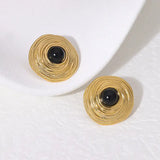 Pendientes de acero inoxidable de temperamento simple con baño de oro de 18 quilates que no se decoloran