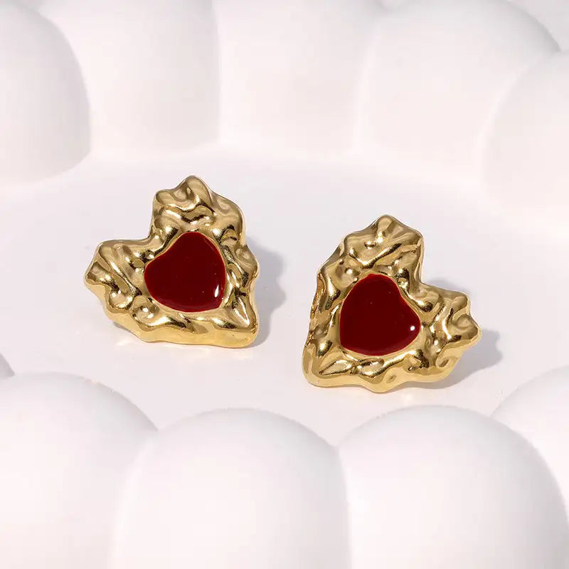 Pendientes de acero inoxidable de temperamento simple con baño de oro de 18 quilates que no se decoloran