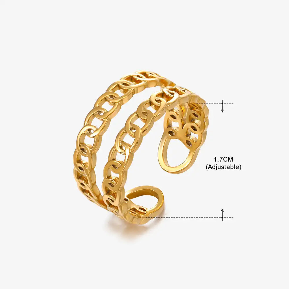 Anillo de acero inoxidable con forma de moda retro para mujer