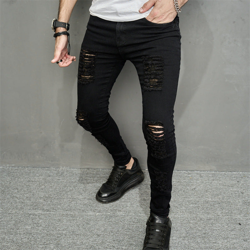 Men's Leisure Ripped Denim Feet Personality Trendy Jeans - Lootquake