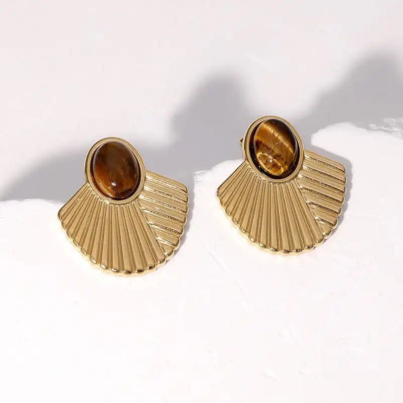 Pendientes de acero inoxidable de temperamento simple con baño de oro de 18 quilates que no se decoloran