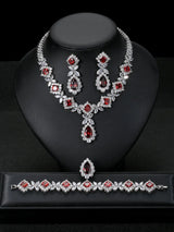 European And American Luxury Zircon Necklace Earring Bracelet Ring Suit - Lootquake