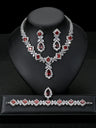 European And American Luxury Zircon Necklace Earring Bracelet Ring Suit - Lootquake