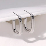 Pendientes de acero inoxidable de temperamento simple con baño de oro de 18 quilates que no se decoloran