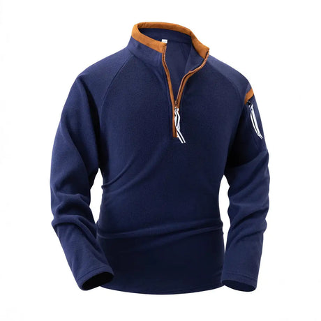 Stand Collar Half Zip Long Sleeve Tactical Arm Zipper Sweater - Lootquake