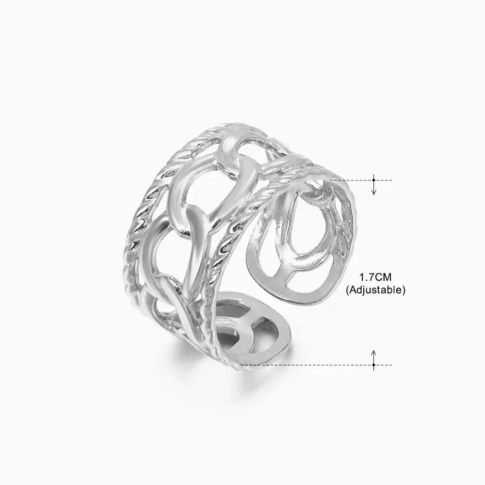 Anillo de acero inoxidable con forma de moda retro para mujer