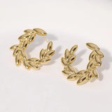 Pendientes de acero inoxidable de temperamento simple con baño de oro de 18 quilates que no se decoloran