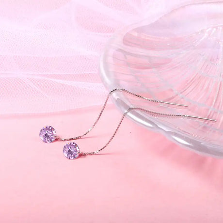 S925 Silver Crystal Zircon Earrings Love Red Diamond - Lootquake