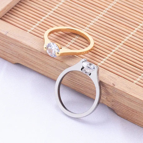Fashion Diamond Ring Titanium Steel Ornament Simple Female Niche Jewelry Stainless Steel - Lootquake