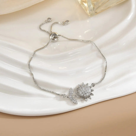 Simple Rotatable Flower Color-preserving Pure Copper Gold-plated Bracelet - Lootquake