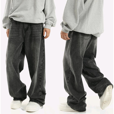 Vintage Smoky Gray Elastic Waist Jeans For Men And Women - Lootquake