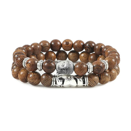 Wooden Bead Bracelet Buddha Head Men's And Women's Suits Hollow Out Hand Jewelry - Lootquake
