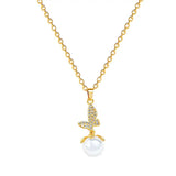 Fairy Pearl Butterfly Full Diamond Light Luxury Temperament Gorgeous Full Diamond Necklace - Lootquake
