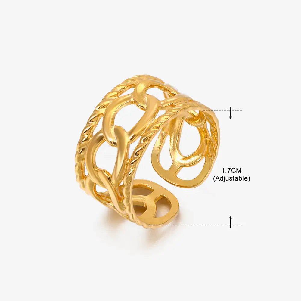 Anillo de acero inoxidable con forma de moda retro para mujer