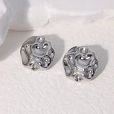 Pendientes de acero inoxidable de temperamento simple con baño de oro de 18 quilates que no se decoloran