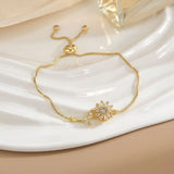 Simple Rotatable Flower Color-preserving Pure Copper Gold-plated Bracelet - Lootquake