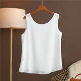 Original New Arrival 2024 Summer Fashion Brand Sleeveless Top Women's Chiffon Shirt Loose Plus Size Show Clothing Shirt Blouse - Lootquake