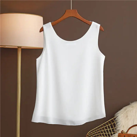 Original New Arrival 2024 Summer Fashion Brand Sleeveless Top Women's Chiffon Shirt Loose Plus Size Show Clothing Shirt Blouse - Lootquake