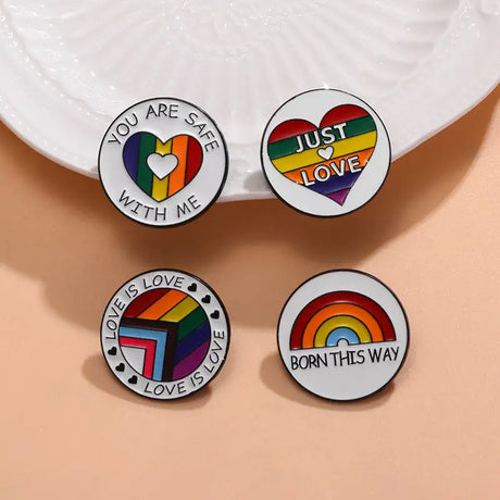 Women's Fashion English Letter Rainbow Love Alloy Drip Badge - Lootquake