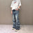 American High Street Vibe Retro Washed Pleated Skinny Jeans - Lootquake