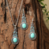 Fashion Turquoise Long Pendant Ear Rings Suit - Lootquake