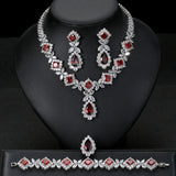 European And American Luxury Zircon Necklace Earring Bracelet Ring Suit - Lootquake