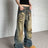 Niche Make Old Ripped Denim Fashion Brand Loose Straight Wide Leg Smart Trousers - Lootquake