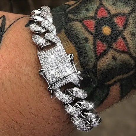 Simple Fashion And Fully-jewelled Cuban Ins Style Hip Hop Geometric Bracelet - Lootquake