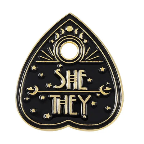 Retro English Letter SHE Cartoon Paint Brooch - Lootquake