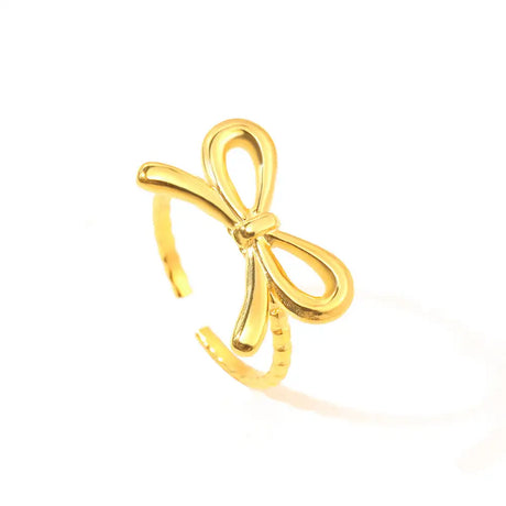 European And American Fashion Bowknot Stainless Steel Open Adjustable Ring - Lootquake
