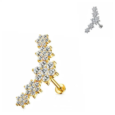 316 Stainless Steel Five Flowers Zircon Labret - Lootquake