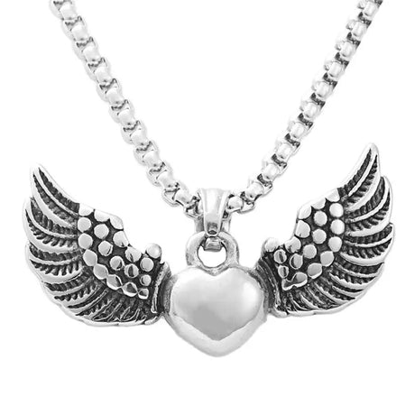 Titanium Steel Heart-shaped Wings Pendant Personality Punk - Lootquake