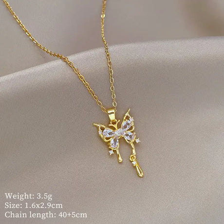 Titanium Steel Butterfly Drop Pendant Necklace Personality - Lootquake