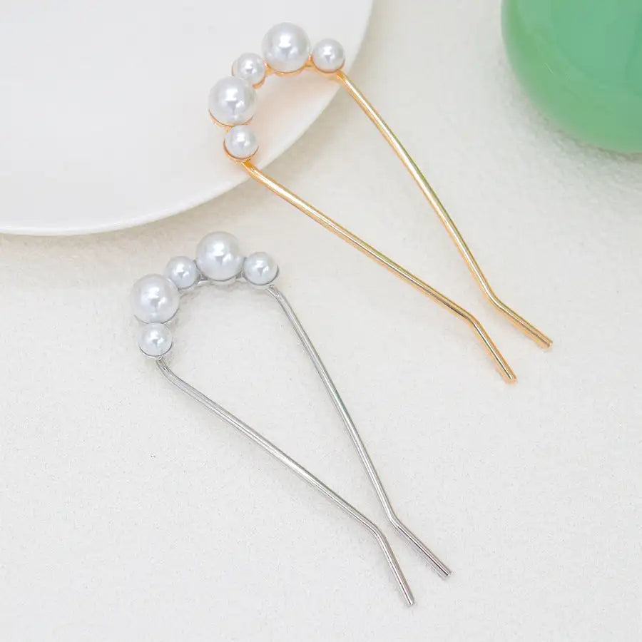Fashion All-match Simple Pearl U-shaped Hair Clasp - Lootquake