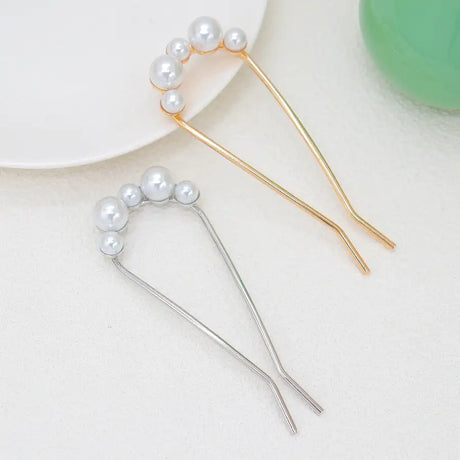 Fashion All-match Simple Pearl U-shaped Hair Clasp - Lootquake
