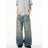 Splash-ink Jeans Men's Retro Washed Distressed Baggy Straight Trousers - Lootquake