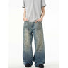 Splash-ink Jeans Men's Retro Washed Distressed Baggy Straight Trousers - Lootquake