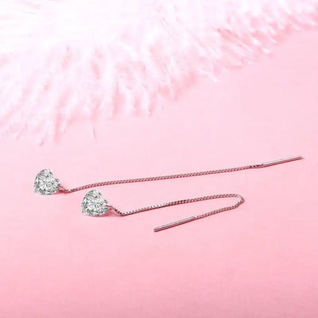 S925 Silver Crystal Zircon Earrings Love Red Diamond - Lootquake