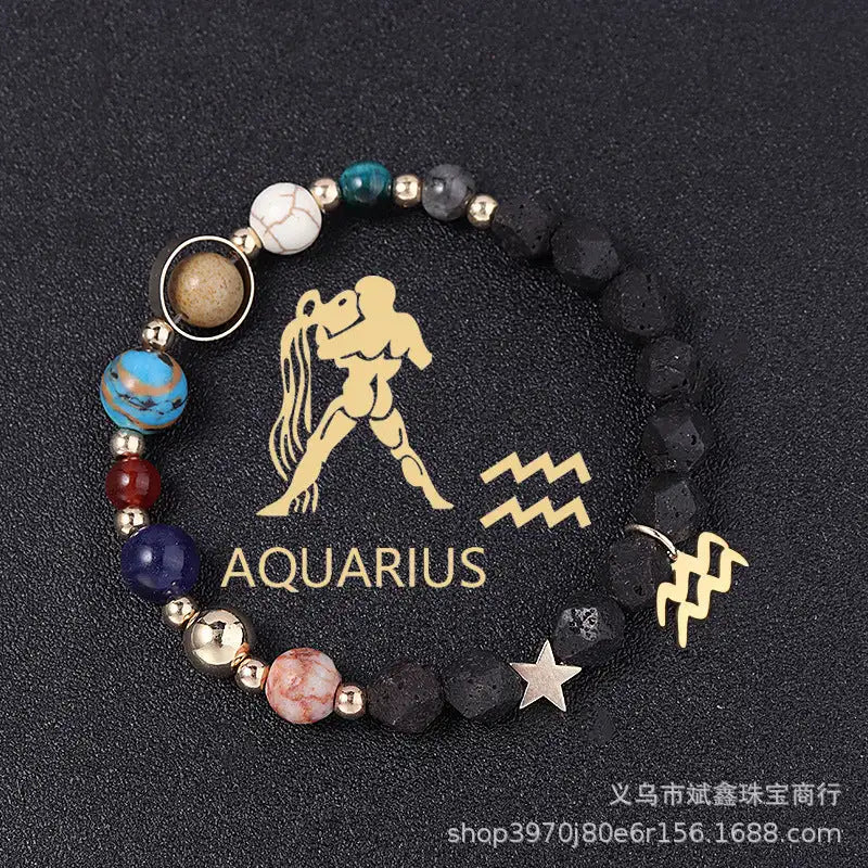 Natural Volcanic Rock Twelve Constellations Bracelets Fashion European And American Style - Lootquake