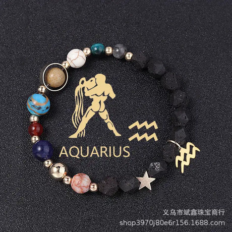 Natural Volcanic Rock Twelve Constellations Bracelets Fashion European And American Style - Lootquake